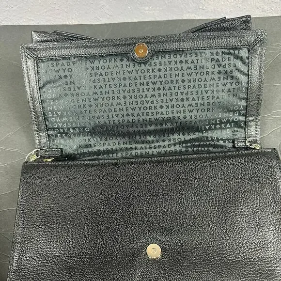 Kate Spade New York Manor Place Shea Black Embellished Leather Clutch Bow NWOT - Picture 4 of 4